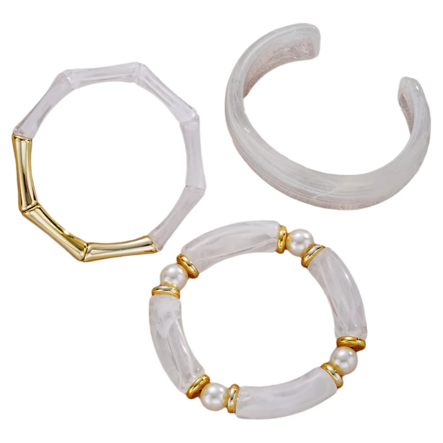 AY Armband-Set, Bambus, Perle, Gold, Damen - Bild 3