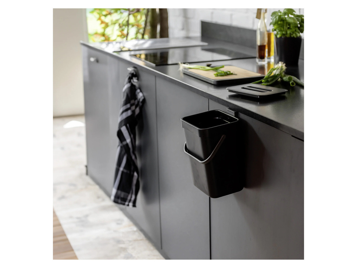 WENKO Abfallsammler Tago Black Outdoor Kitchen, schwarz/grau/transparent, Wandmontage, B/T/H: 24,0 x 15,5 x 19,0 cm - Bild 2