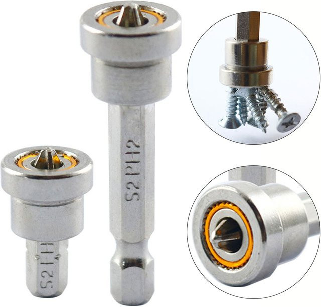 DAZZLEEX Magnetisches Schraubendreher Bit Set für Phillips und Elektronik, Silber, Länge: 25 mm oder 50 mm - Bild 1