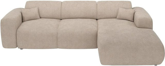 Maison Céphy Schlafsofa Pogni in Beige mit L-Form und Rippenstruktur, Breite: 283 cm - Bild 1