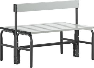 Sypro Umkleidebank mit Rückenteil aus Edelstahl und Aluminium, anthrazit, Breite: 101,5 cm - Bild 1
