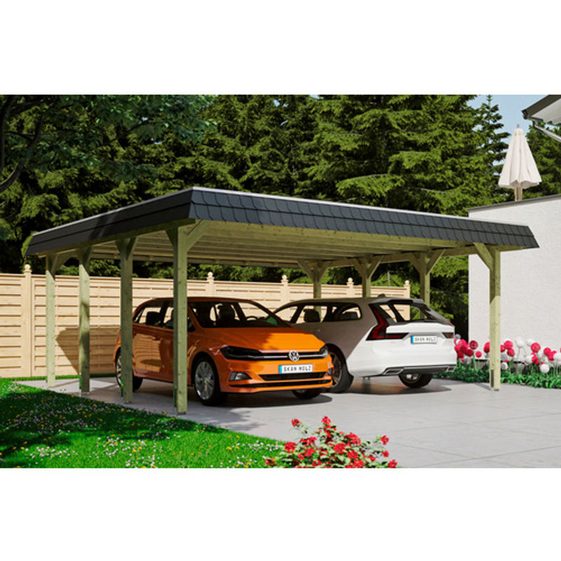 SKANHOLZ Carport Spreewald in Braun, B/T: 585 x 589 cm, Firsthöhe: 250 cm, imprägniert - Bild 2
