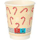 Papstar Trinkbecher Candy Canes, doppelwandig, rot-weiß-bunt, 25 Stück, 200 ml, Durchmesser: 8 cm, Höhe: 9,3 cm - Bild 1