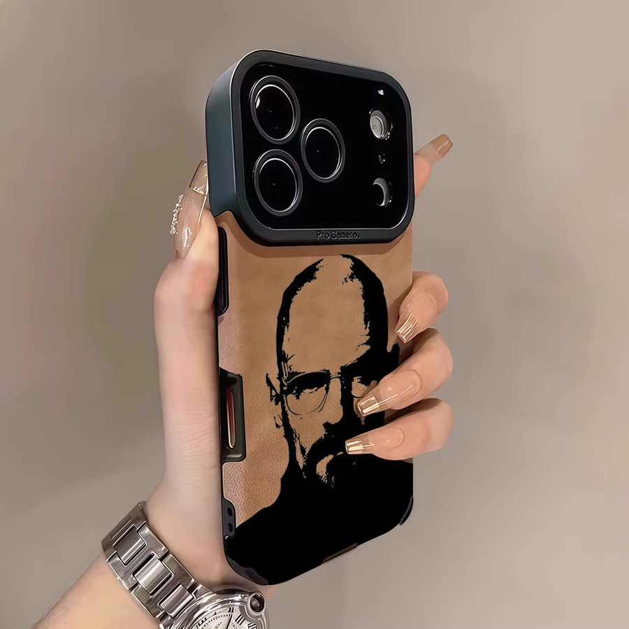 Potdemiel Stoßfeste Leder-Lammfell-Handyhülle für iPhone 17 16 Pro Max 15 14 13 Max in Braun - Bild 2