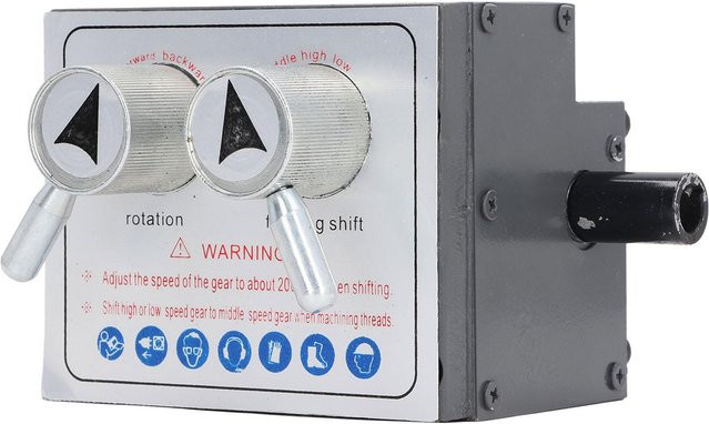 Drehbank Getriebe Mini mit 3-stufiger einstellbarer Geschwindigkeit, Steuerkasten für Links-Rechts-Schaltung und selbsttätigen Vorschub, Farbe: Silber, Material: 40Cr, passend für die Serien 180, 210, 750 und 800 - Bild 1