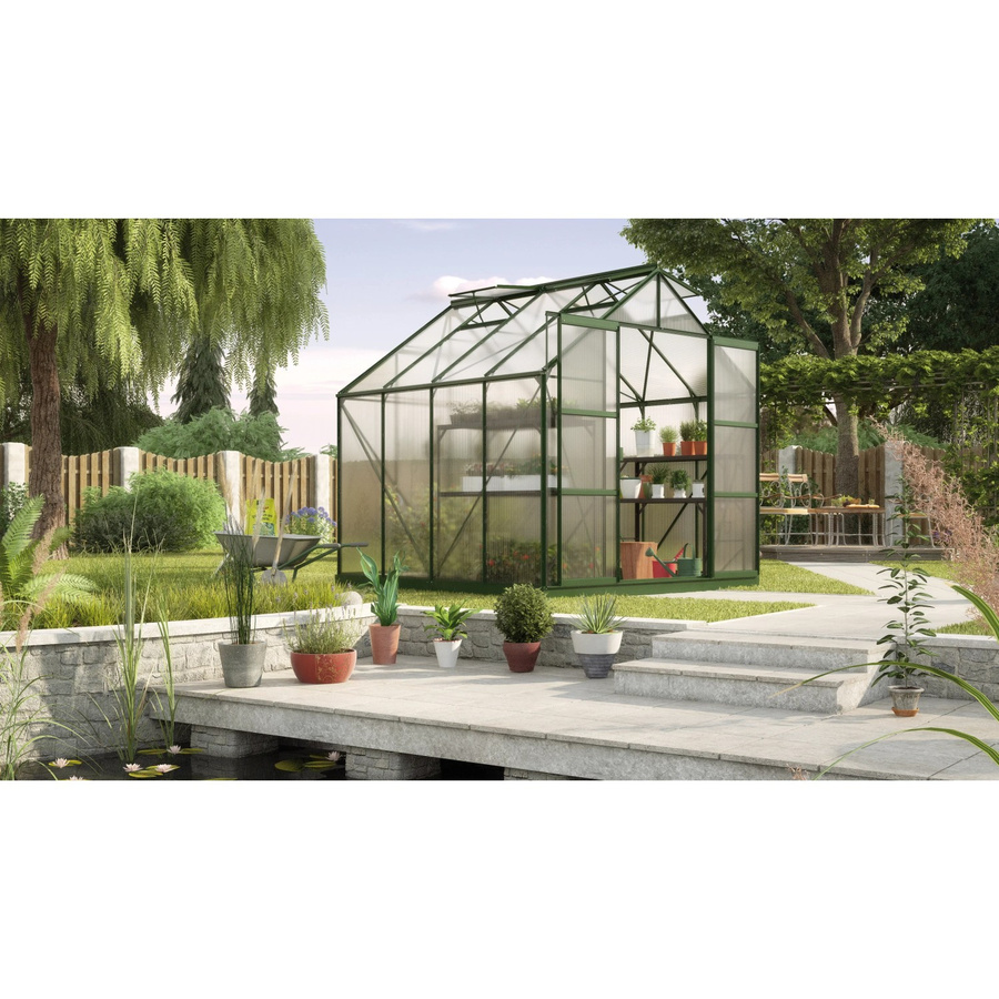 Vitavia Gewächshaus Uranus 6700 in Smaragdgrün mit Aluminiumrahmen, Polycarbonat-Verglasung und Fundament - Bild 2