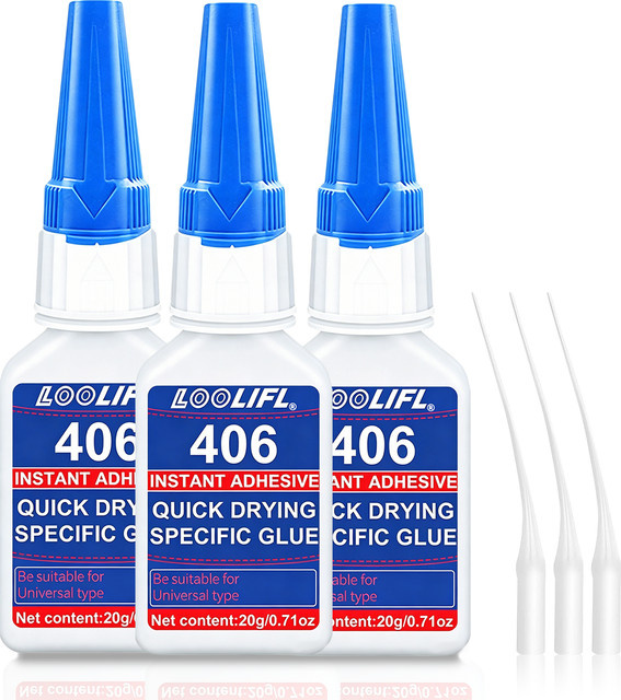 Loolifl 406 Sofortkleber transparent, schnelltrocknender Cyanacrylat-Superkleber mit Präzisionsspitze für Metall, Kunststoff und Keramik, 20g - Bild 1