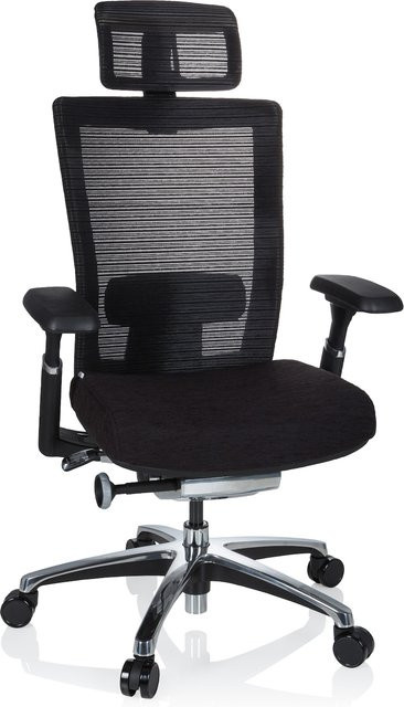 hjh OFFICE High End Bürostuhl NOVA PRO I in Schwarz mit Stoff- und Netzstoffbezug, Armlehnen und Höhenverstellung - Bild 1