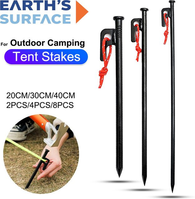 Robuste Zeltnägel aus geschmiedetem Stahl in Schwarz für Outdoor-Zelte, Vordächer und Camping - Bild 1