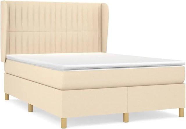 vidaXL Boxspringbett Hybrid mit Matratze und Taschenfederkern in Creme/Beige, B/T: 140 x 200 cm - Bild 1