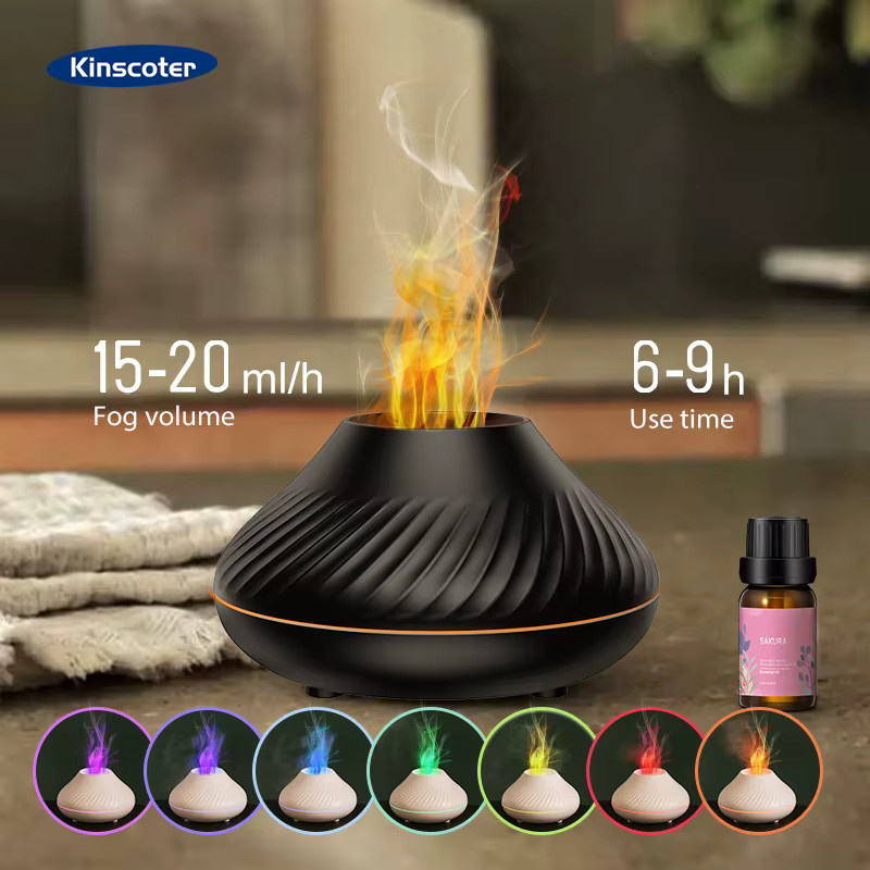 Kinscoter Vulkan-Aromatherapie-Diffusor mit Luftbefeuchter und Luftreiniger in Schwarz inklusive Ätherisches Öl Set - Bild 3