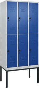 C+P Doppelstock-Spind Classic PLUS Gestell mit 3 Abteilen, Farbe RAL 5010 Enzianblau, H x B x T: 212 x 90 x 50 cm - Bild 1