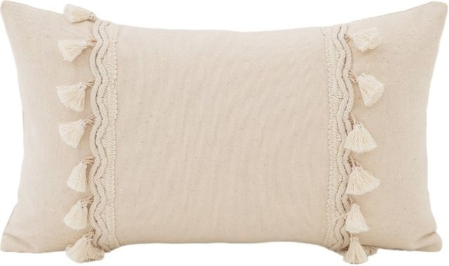 Inyahome Boho Getufteter Lendenkissenbezug aus Baumwolle und Leinen mit Quasten, Beige, B/H: 50 x 30 cm - Bild 1