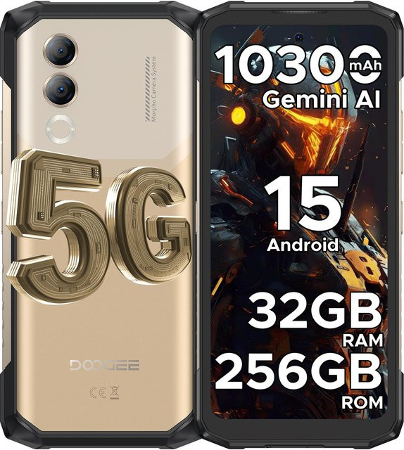 DOOGEE Blade20 Turbo 5G Robustes Smartphone mit 256 GB Speicher, Android 15, 10300mAh Akku und 6.6 HD+ 90Hz Display in Schwarz Goldgelb - Bild 1