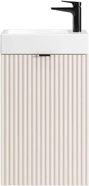Vente-unique Möbel-Handwaschbecken Vahira Beige, Wandmontage, Breite: 40 cm, Höhe: 60 cm, Tiefe: 22 cm - Bild 1