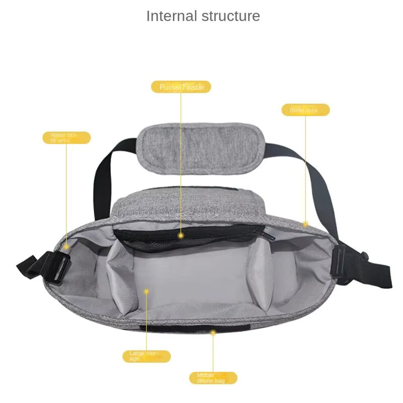 KAIGUANG Wickeltasche für den Kinderwagen als Organizer-Tasche mit Griffen und Umhängefunktion in Grau und Schwarz - Bild 3