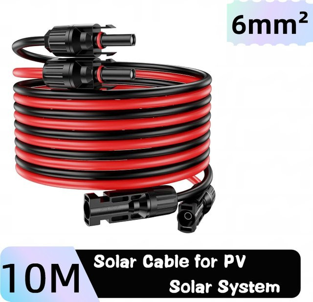 JINGYANGPV Photovoltaik-Verlängerungskabel 10m mit 6mm² Querschnitt und Steckern für Außen-Solarsysteme - Bild 1