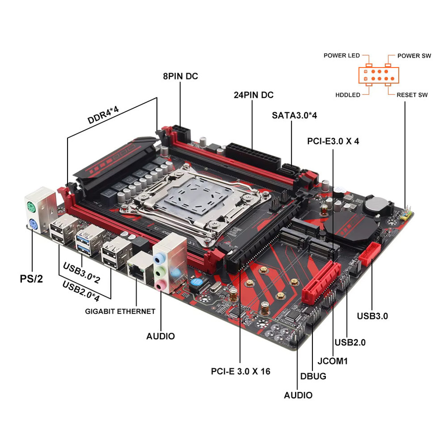 T.F.SKYWINDINTL X99 Kit mit Xeon E5 2690 Prozessor und DDR4 Mainboard, unterstützt NGFF NVME, Schwarz - Bild 3