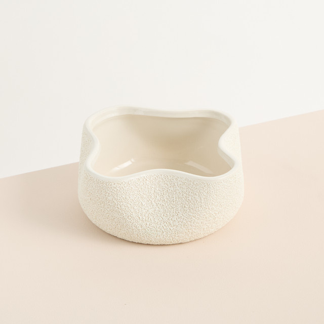 Keramik Schale BLUME2000 in Offwhite mit organischer Form, Durchmesser: 18,0 cm, Höhe: 8,0 cm - Bild 1