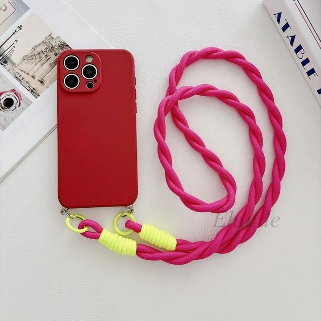 Stoßfeste Silikon-Lanyard-Hülle mit Crossbody-Band für Samsung Galaxy S26 S25 S24 S23 S22 S21 FE A56 A55 A16 in Schwarz, Braun, Grün oder Pink - Bild 1