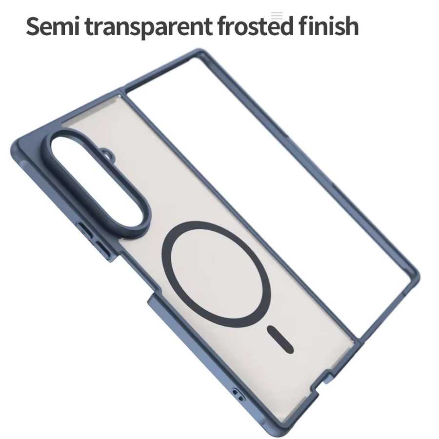 Schutzhülle für Samsung Galaxy Z Fold 7, matte und transparente magnetische TPU PC Handyhülle in Blau, stoßfest und kompatibel mit kabellosem Laden - Bild 3
