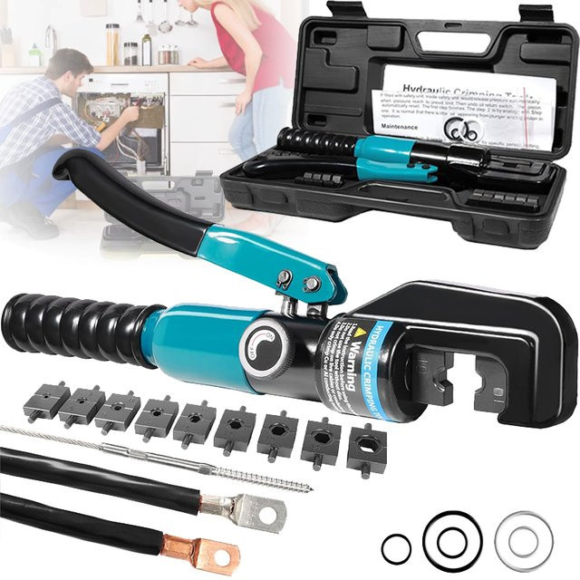 Seeiswork Manuelle Hydraulikzange 10T mit Kabelschuhpresszange für 4-70mm² in Blau - Bild 1