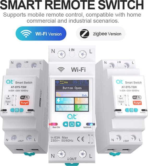 ATELE Tuya WLAN Smart-Leistungsschalter mit Messfunktion 63A 2P für DIN-Schiene, Farbe: Weiß - Bild 1