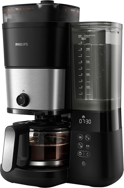 Philips Grind Brew Kaffeemaschine HD7888/01 in Schwarz mit Glaskanne und Timer - Bild 1