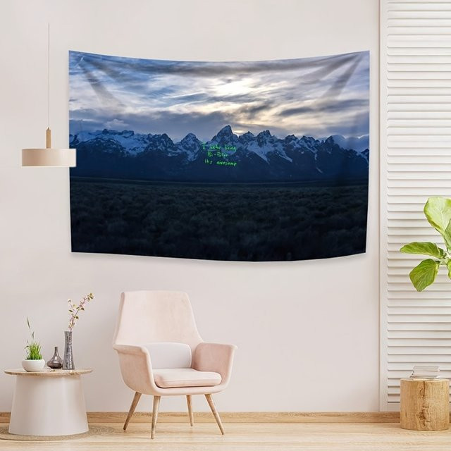 VIKAMA Wandteppich im Grand Teton Design mit Kanye West Ye Album-Cover Motiv in Blau für deine Hip-Hop Wandgestaltung - Bild 1