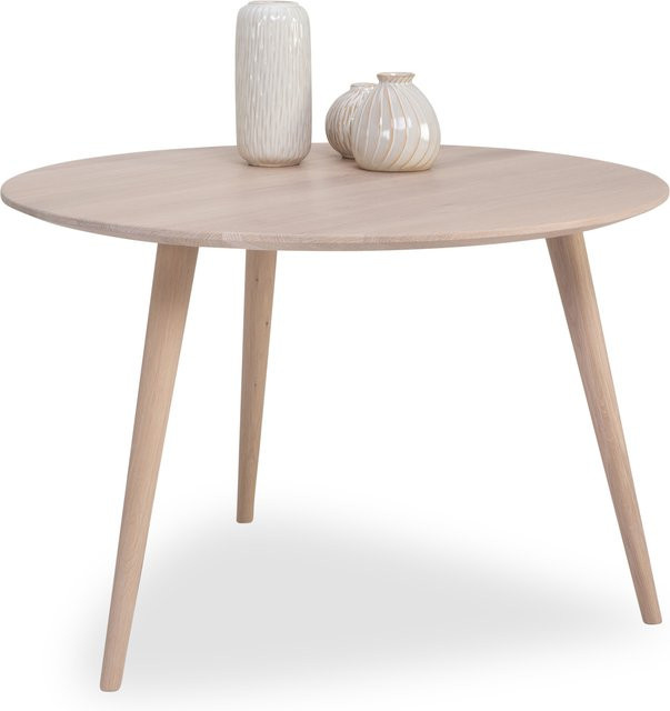Couchtisch HARPER MANGUM aus Wild Oak Holz in Braun und Beige, runder Couchtisch mit vier Beinen, B/T/H: 75 x 75 x 50 cm - Bild 1