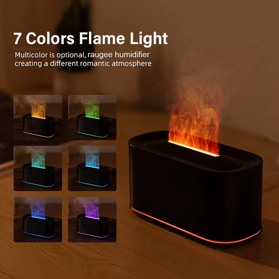 Raugee Aroma-Luftbefeuchter als Mini-Ultraschall-Duftdiffusor mit Flammen-Effekt und Nachtlicht in Weiß - Bild 2