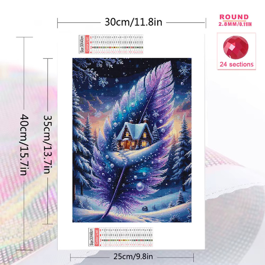 Evershine 5D Diamantmalerei Winterlandschaft mit Schnee und Federn als Mosaik Wanddeko in Multicolour - Bild 2