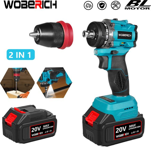2 in 1 Akku-Bohrmaschine und Akkuschrauber von Makita mit 10 mm Spannfutter, bürstenlos, blau, kompatibel mit Makita LXT 18 V Akkus - Bild 1