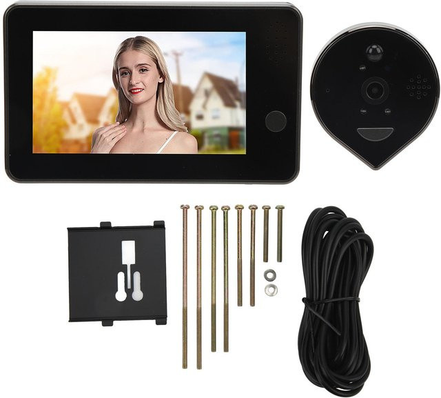 Koogeelife Drahtloser Video-Türspion mit 4,3 Zoll LCD-Display, 1080P Kamera, Bewegungserkennung und Nachtsicht in Schwarz - Bild 1