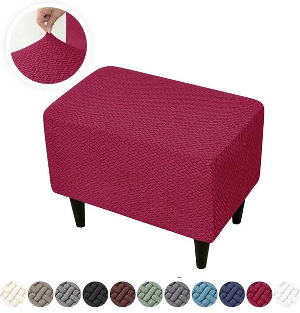 Bestbags Jacquard Hockerbezug für rechteckige Fußhocker, elastisch und strapazierfähig, Pink - Bild 1