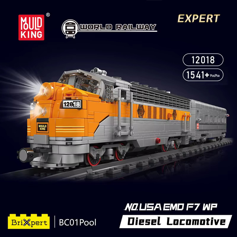 Mould King 12018 Technischer Zug-Bausatz, Ferngesteuert, Diesel-Lokomotivmodell - Bild 4