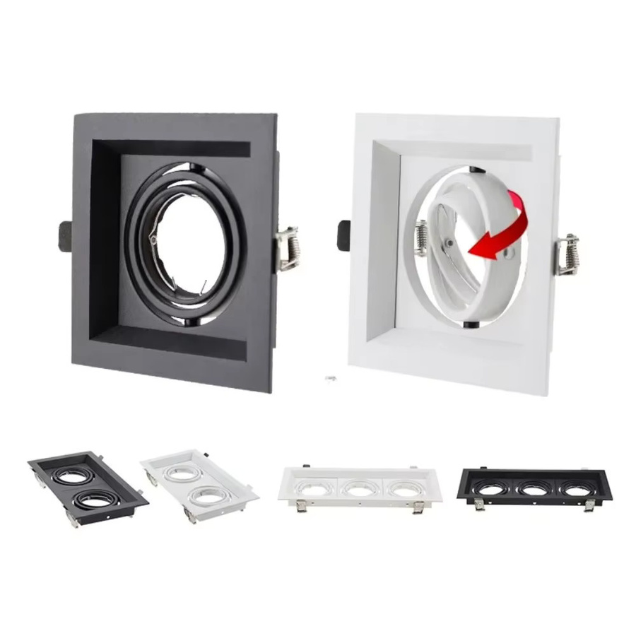 JOYINLED Einbau-Spot Quadratisch aus Bambus, Verstellbare Deckenleuchte in Schwarz für GU10/MR16 LED und Halogen - Bild 1