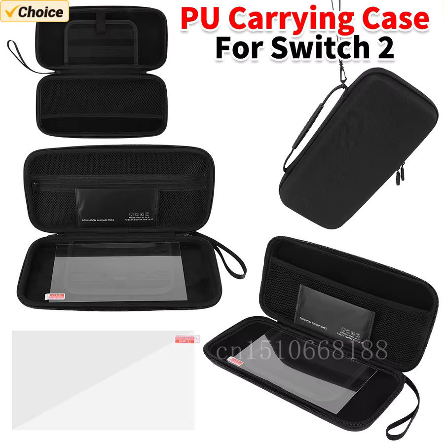 Nintendo Switch 2 Organizer-Set mit EVA/PU-Tragetasche in Schwarz, Displayschutzfolie und 10 Spielkartenhaltern - Bild 2