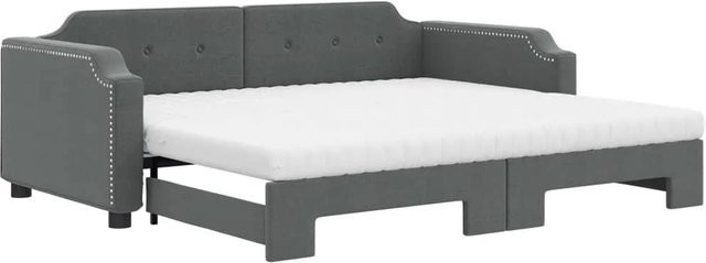 vidaXL Ausziehbares Tagesbett mit Matratze in Dunkelgrau, B/T/H: 223 x 100 x 66,5 cm - Bild 1