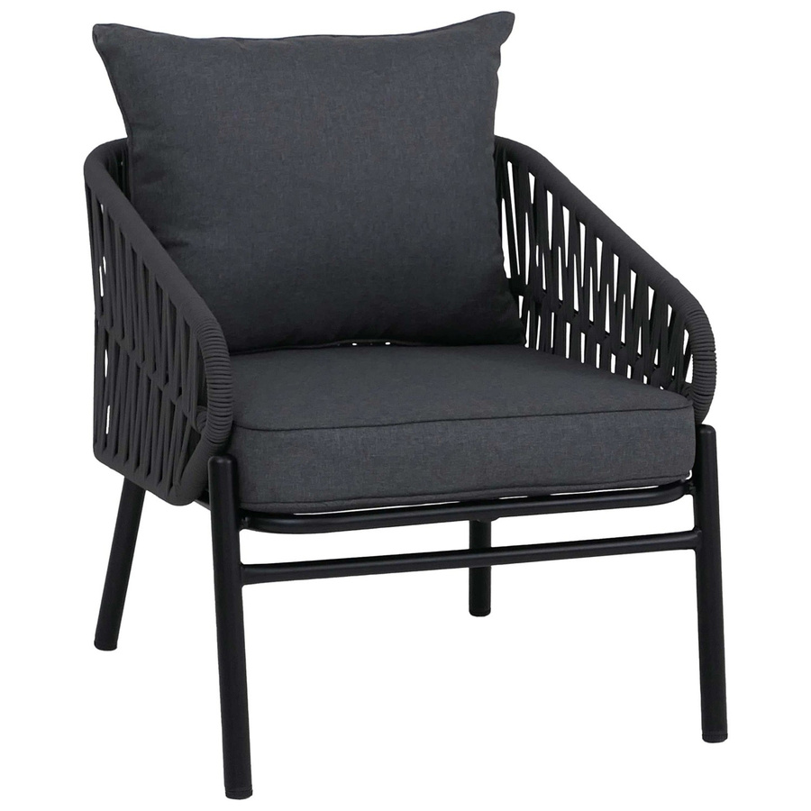 MCW Aluminium-Gartenstuhl P90 Loungestuhl mit Seilgeflecht und UV-beständigem Textil in Anthrazit - Bild 3
