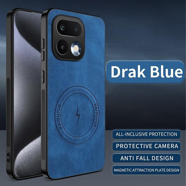 Magnetische Schafsleder Hülle für Realme 16 Pro+ in Blau mit Anti-Drop Silikon Stoßfänger - Bild 1