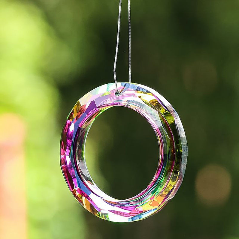 Kristall Suncatcher Prisma aus Glas in Form einer runden Scheibe für Fenster und Garten Dekoration, Durchmesser: 50 mm, mehrfarbig und transparent - Bild 1