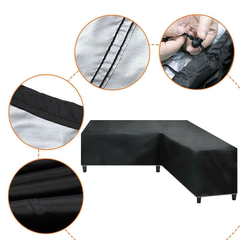 MY·BAKERMAN Wasserdichte Eckmöbelabdeckung in L-Form für Ecksofas, Schwarz - Bild 2
