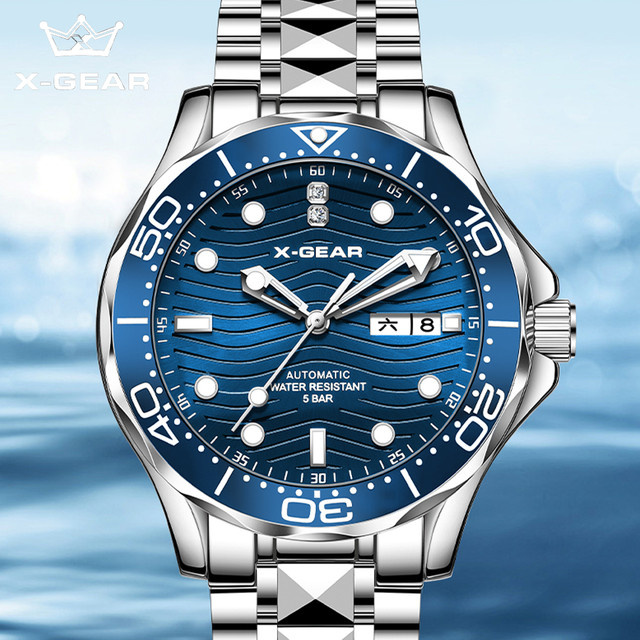 X-GEAR Armbanduhr, Analoguhr, Edelstahl, Blau, Datum, Herren - Bild 1