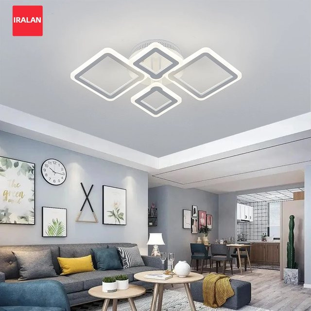 IRALAN Moderne Quadratische LED-Deckenleuchte in Weiß mit Fernbedienung und Dimmfunktion für Schlafzimmer und Esszimmer - Bild 1
