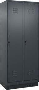C+P Wäsche-Spind Classic PLUS mit Sockel, 2 Abteile, Anthrazit/Schwarz, B/T/H: 80 x 50 x 195 cm, mit Sicherheits-Drehriegel und 4 Fachböden - Bild 1
