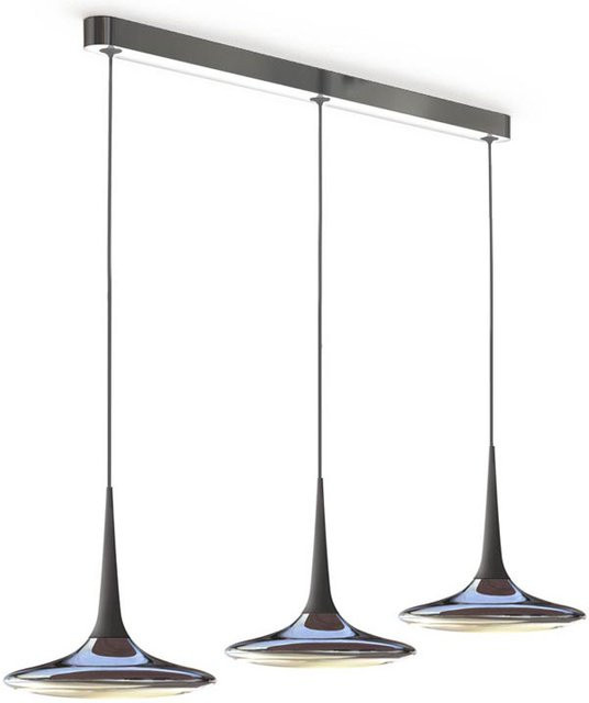 Falling Leaf Trace 3/130 LED-Pendelleuchte GRAU, 3-flammig, Aluminium poliert und Schwarz, dimmbar mit dim2warm (2200K - 2700K) - Bild 1