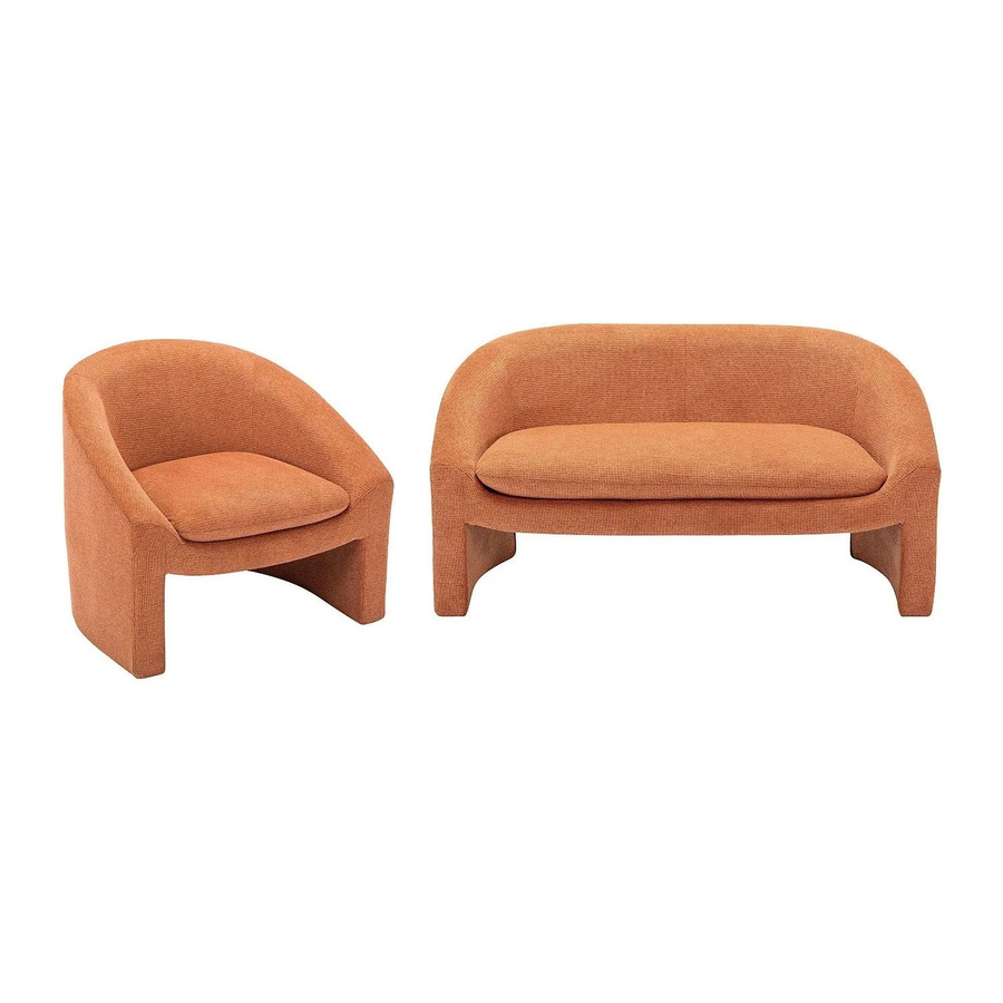 Vente-unique Couchgarnitur Ossana mit 2-Sitzer Sofa und Sessel in Terracotta, Stoff, Breite: 137 cm, Tiefe: 83 cm - Bild 2