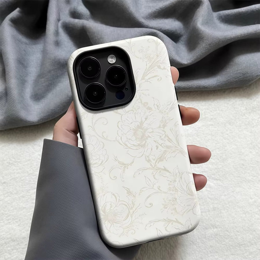 Casegame Matte Bumper Schutzhülle mit MagSafe für iPhone 17 16 15 14 13 Pro Max in Beige mit Blumenmuster - Bild 2