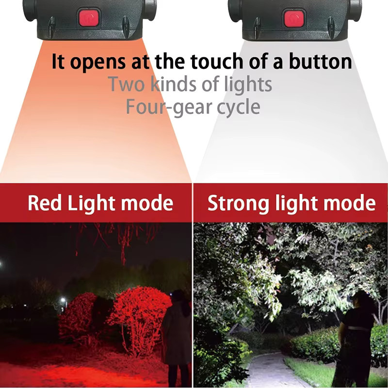 KDULIT LED-Stirnlampe mit USB-Ladefunktion und rotem Licht, wasserdichte COB-Stirnlampe in Schwarz und Rot - Bild 2